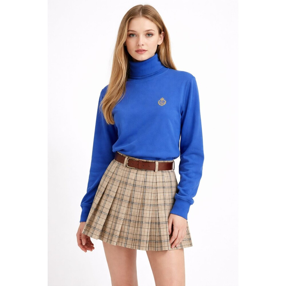 Lauren Ralph Lauren Vintage Turtleneck Women’s M Blue Crest Logo 90s Preppy